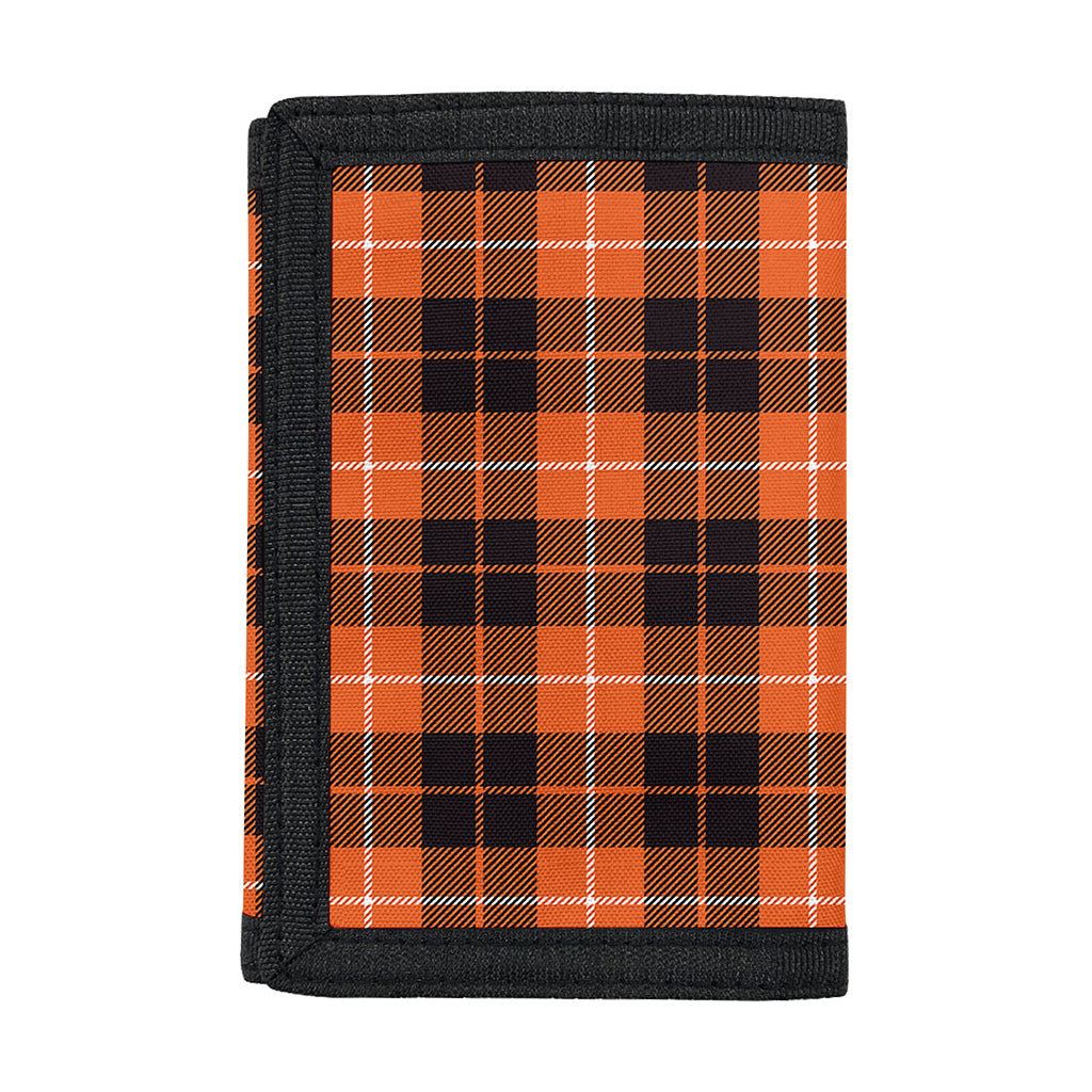 Orange Grey And White Tartan Print Trifold Wallet