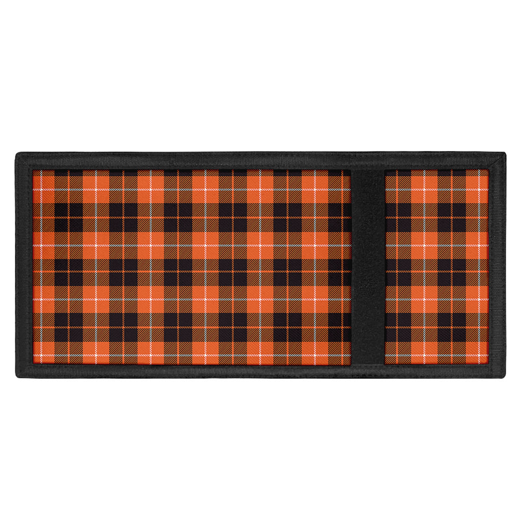 Orange Grey And White Tartan Print Trifold Wallet