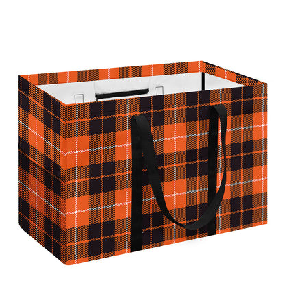Orange Grey And White Tartan Print Utility Tote Bag