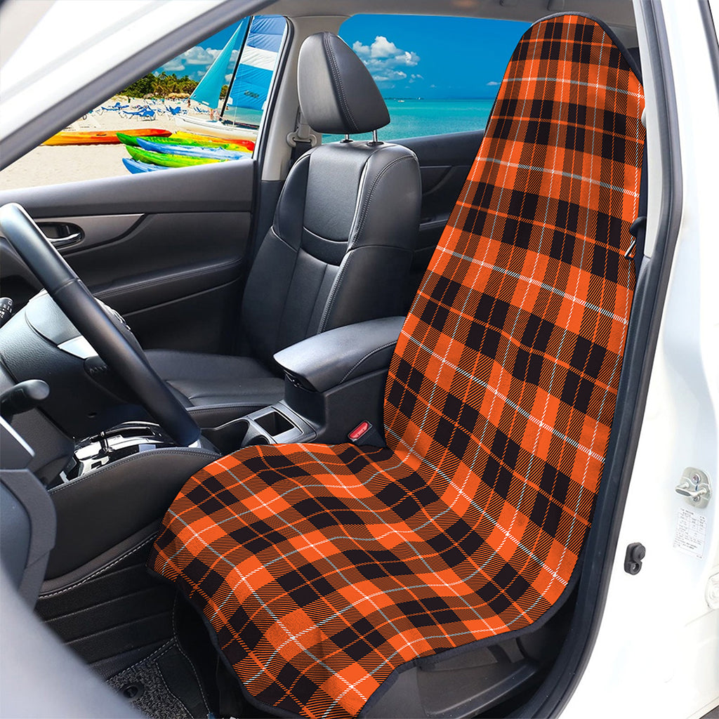 Orange Grey And White Tartan Print Waterproof Car Seat Cover