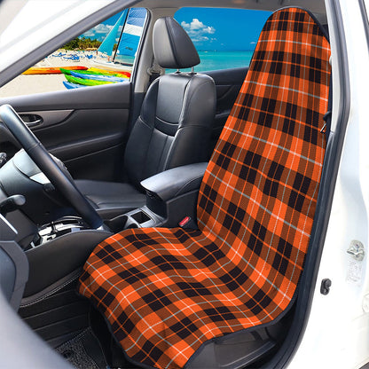 Orange Grey And White Tartan Print Waterproof Car Seat Cover