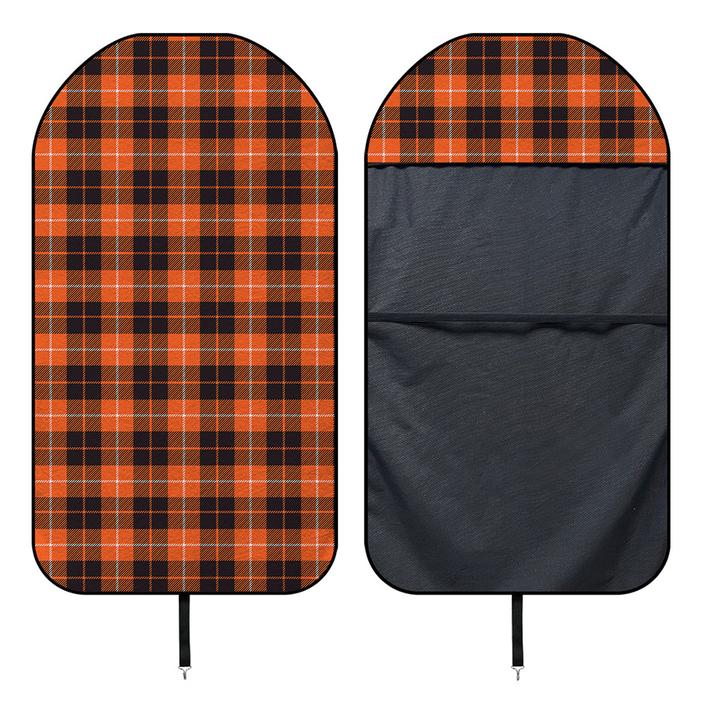 Orange Grey And White Tartan Print Waterproof Car Seat Cover