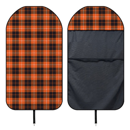 Orange Grey And White Tartan Print Waterproof Car Seat Cover