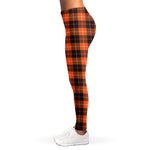 Orange Grey And White Tartan Print Women's Leggings