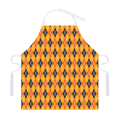 Orange Halloween Argyle Pattern Print Adjustable Apron