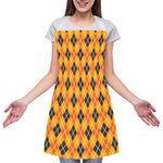 Orange Halloween Argyle Pattern Print Adjustable Apron