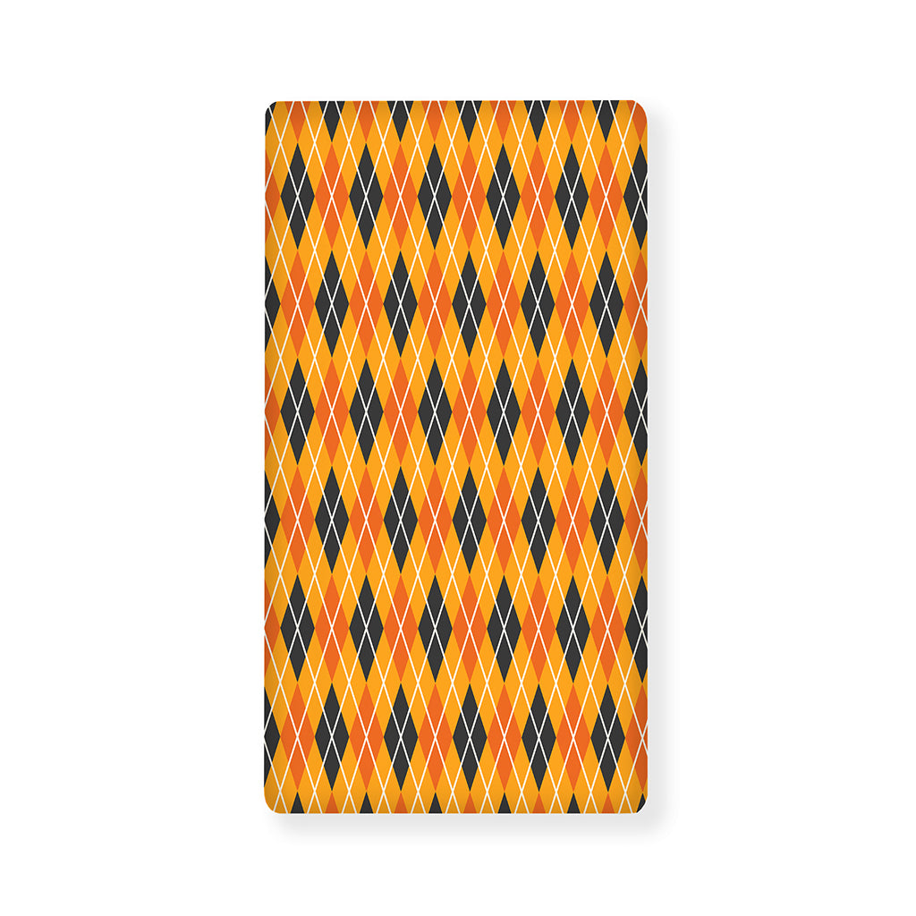 Orange Halloween Argyle Pattern Print Baby Crib Sheet