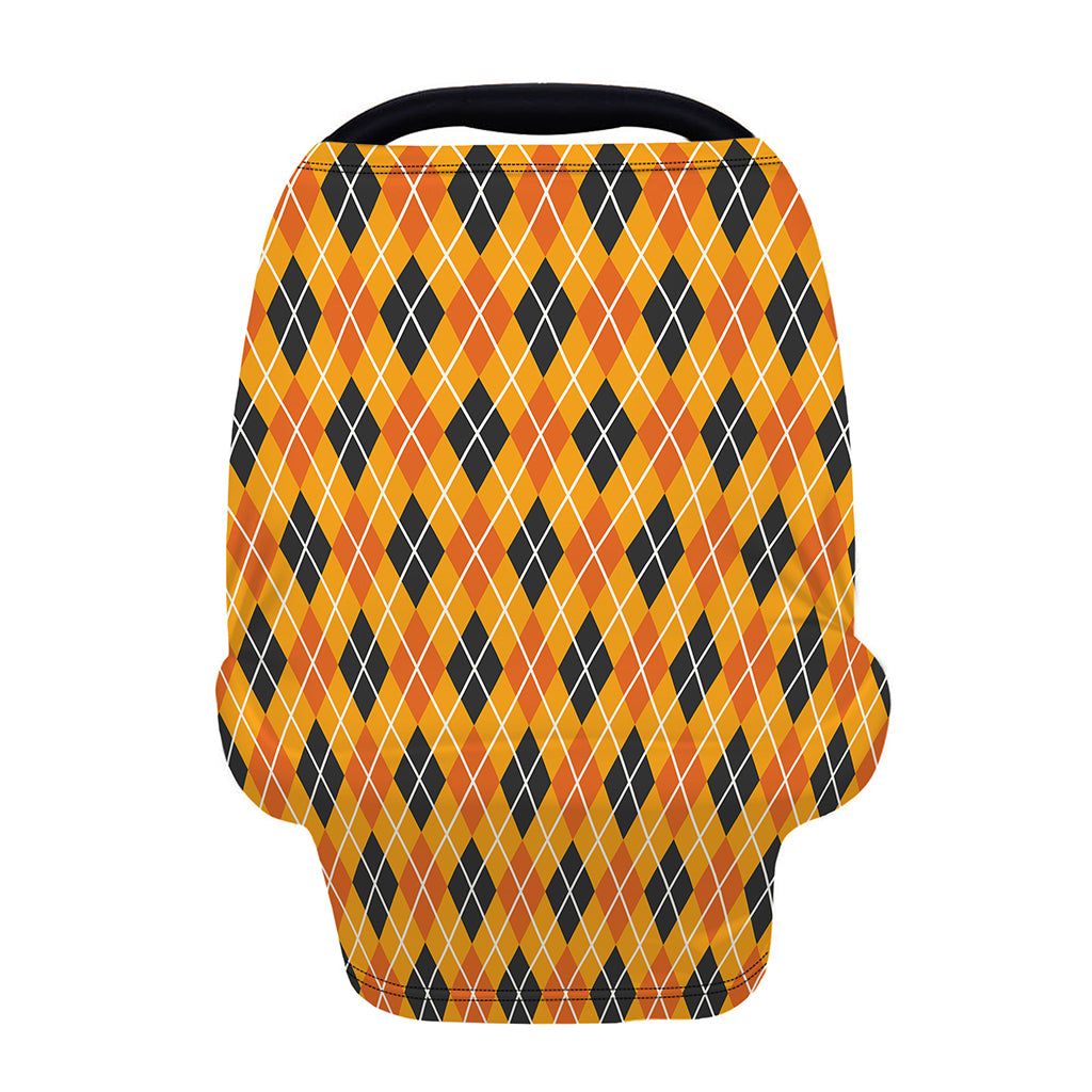 Orange Halloween Argyle Pattern Print Baby Seat Cover