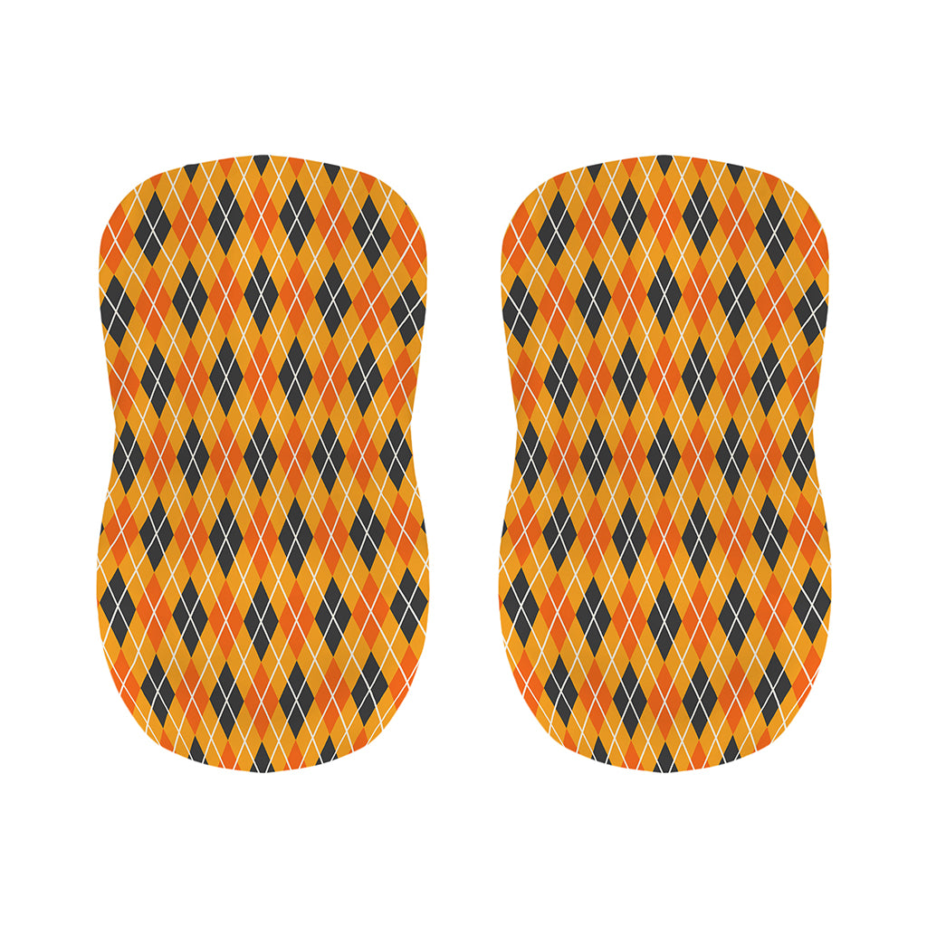 Orange Halloween Argyle Pattern Print Bar Stool Covers