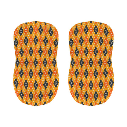 Orange Halloween Argyle Pattern Print Bar Stool Covers