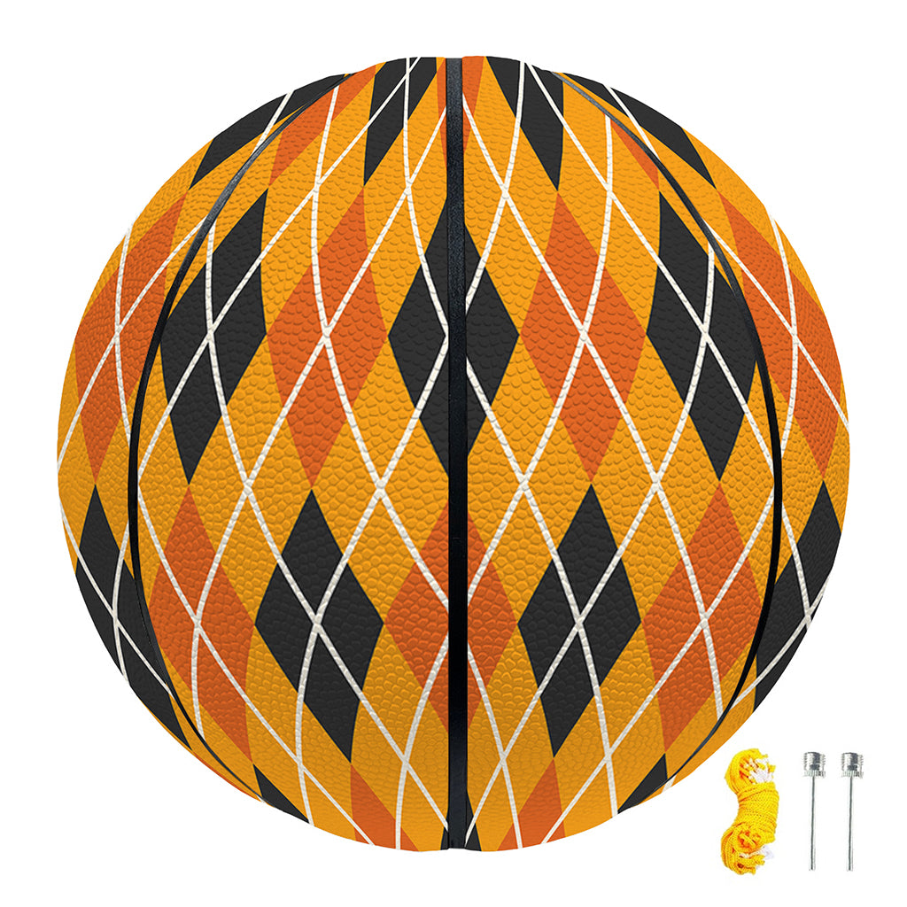 Orange Halloween Argyle Pattern Print Basketball