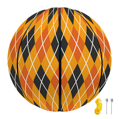 Orange Halloween Argyle Pattern Print Basketball
