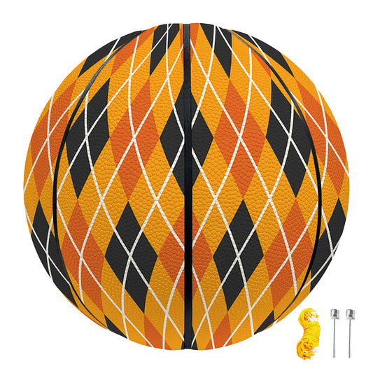 Orange Halloween Argyle Pattern Print Basketball