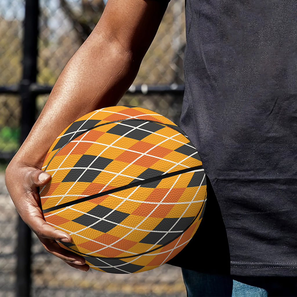 Orange Halloween Argyle Pattern Print Basketball