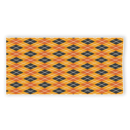 Orange Halloween Argyle Pattern Print Beach Towel