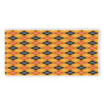 Orange Halloween Argyle Pattern Print Beach Towel