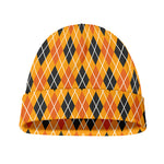 Orange Halloween Argyle Pattern Print Beanie