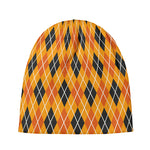 Orange Halloween Argyle Pattern Print Beanie