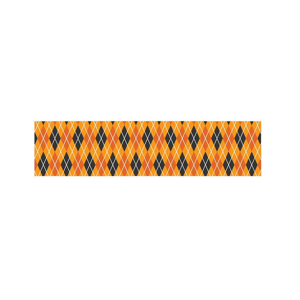 Orange Halloween Argyle Pattern Print Bed Runner