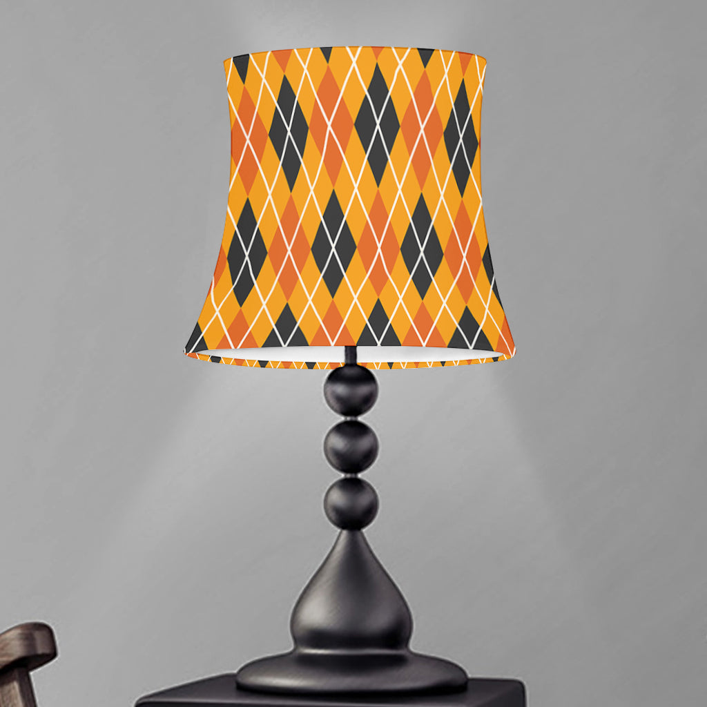 Orange Halloween Argyle Pattern Print Bell Lamp Shade