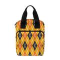 Orange Halloween Argyle Pattern Print Bible Tote Bag