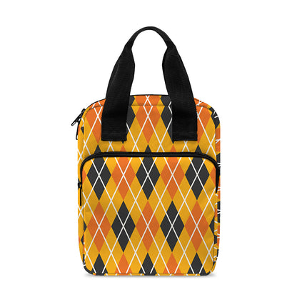 Orange Halloween Argyle Pattern Print Bible Tote Bag