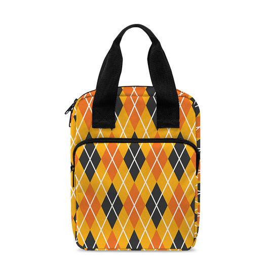 Orange Halloween Argyle Pattern Print Bible Tote Bag