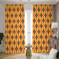 Orange Halloween Argyle Pattern Print Dimout Pencil Pleat Curtains