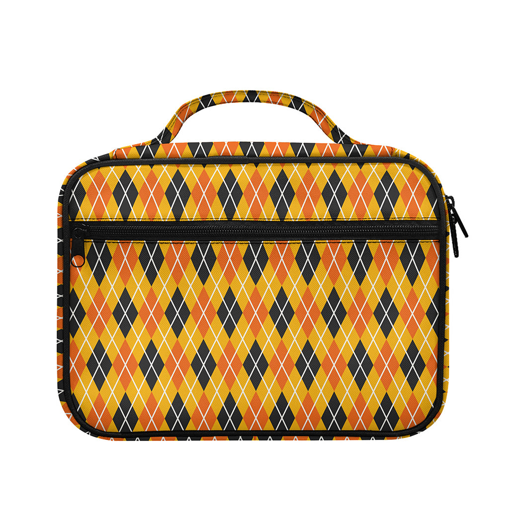 Orange Halloween Argyle Pattern Print Briefcase Bible Bag