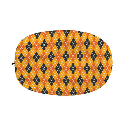 Orange Halloween Argyle Pattern Print Car Side Mirror Covers