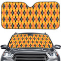 Orange Halloween Argyle Pattern Print Car Windshield Sun Shade