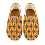 Orange Halloween Argyle Pattern Print Casual Shoes