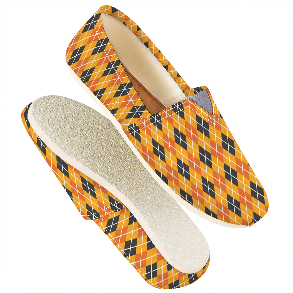 Orange Halloween Argyle Pattern Print Casual Shoes
