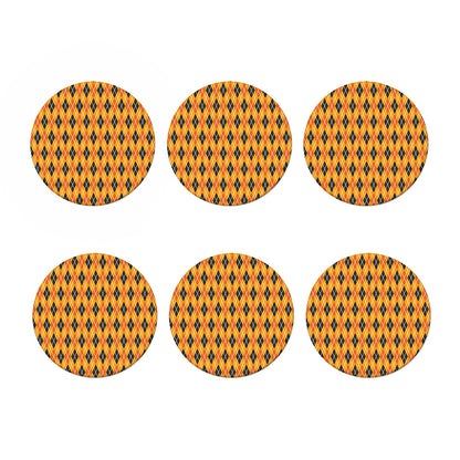 Orange Halloween Argyle Pattern Print Coaster Set