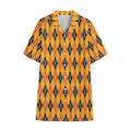 Orange Halloween Argyle Pattern Print Cotton Hawaiian Shirt
