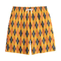 Orange Halloween Argyle Pattern Print Cotton Shorts