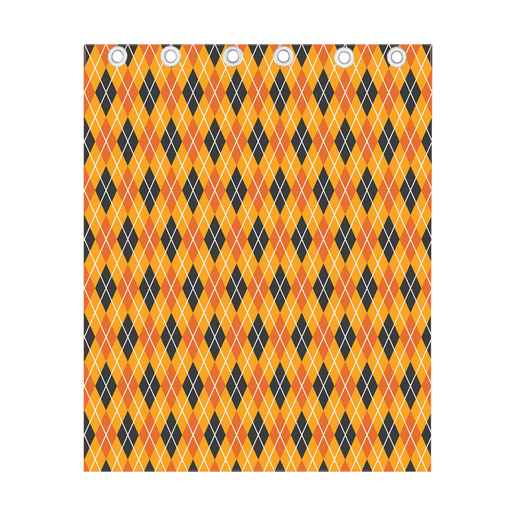 Orange Halloween Argyle Pattern Print Curtain