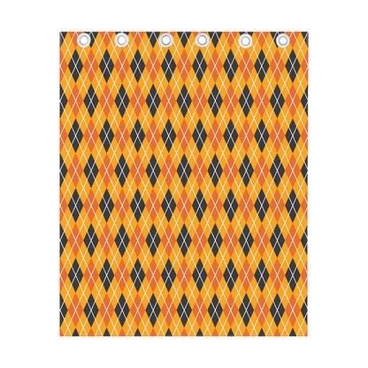 Orange Halloween Argyle Pattern Print Curtain