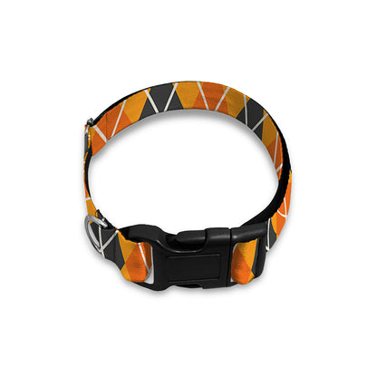 Orange Halloween Argyle Pattern Print Dog Collar