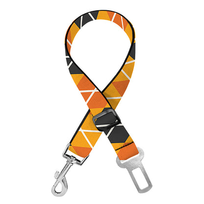 Orange Halloween Argyle Pattern Print Dog Seat Belt