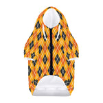 Orange Halloween Argyle Pattern Print Dog Zip Up Hoodie