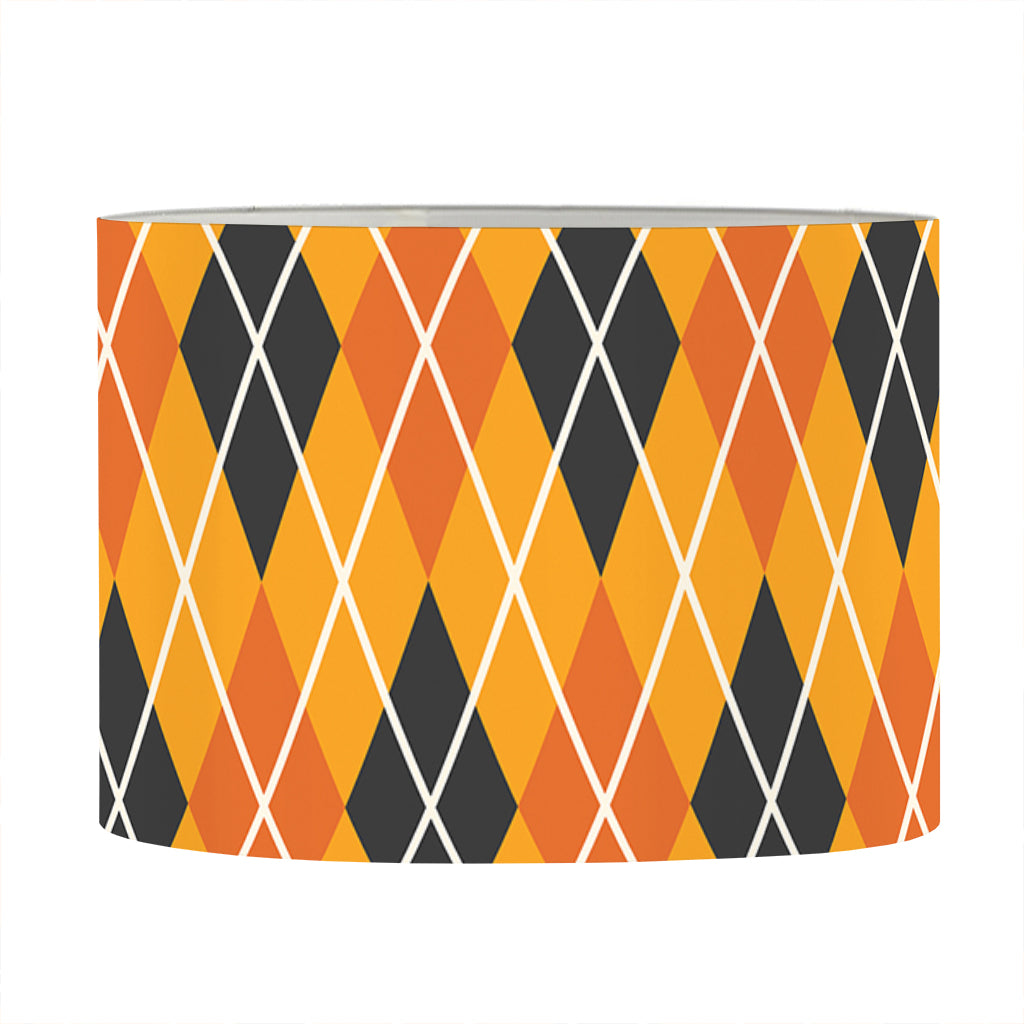 Orange Halloween Argyle Pattern Print Drum Lamp Shade