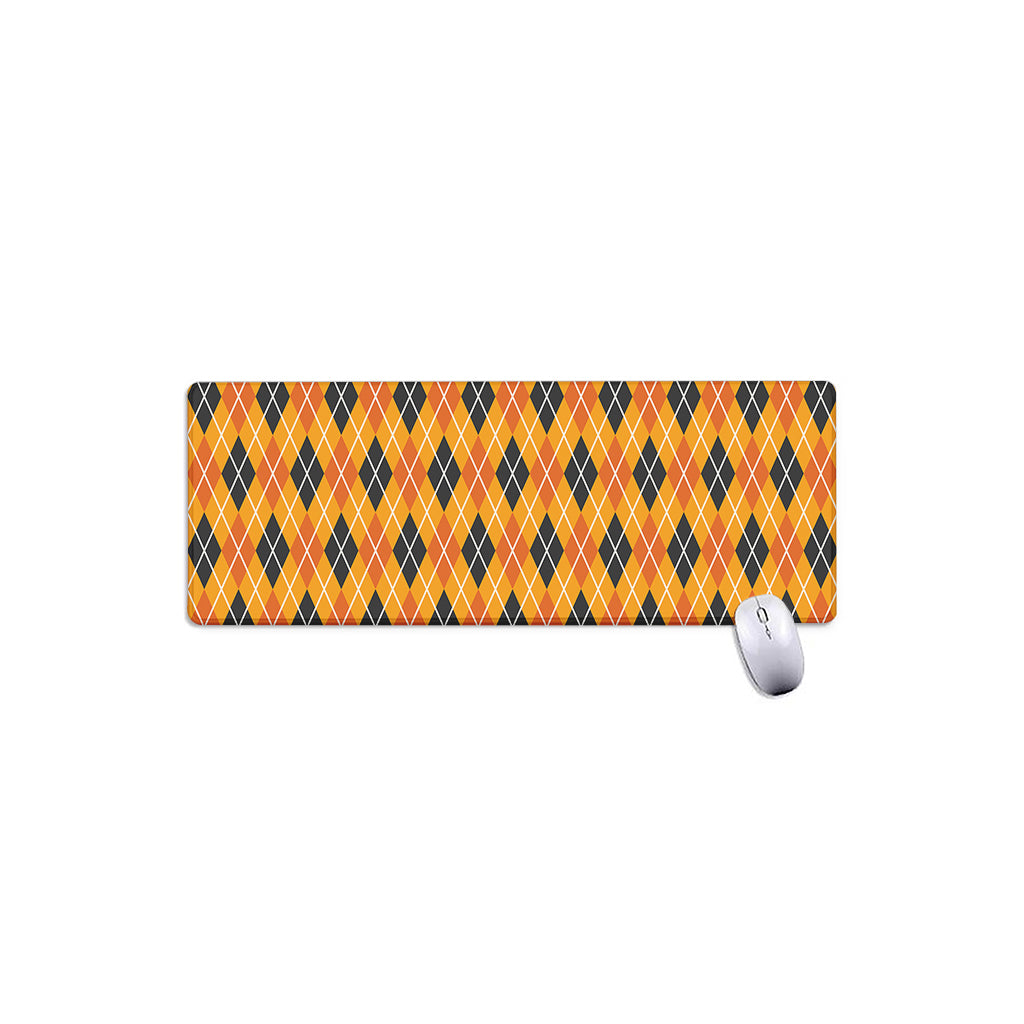 Orange Halloween Argyle Pattern Print Extended Mouse Pad