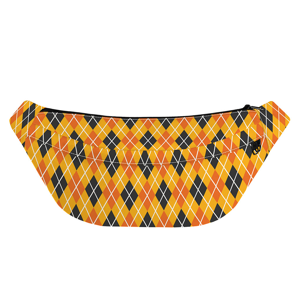 Orange Halloween Argyle Pattern Print Fanny Pack