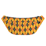 Orange Halloween Argyle Pattern Print Fanny Pack