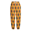 Orange Halloween Argyle Pattern Print Fleece Lined Knit Pants