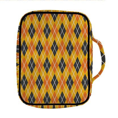 Orange Halloween Argyle Pattern Print Front Pocket Bible Bag