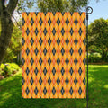 Orange Halloween Argyle Pattern Print Garden Flag