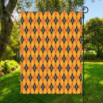 Orange Halloween Argyle Pattern Print Garden Flag