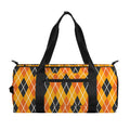 Orange Halloween Argyle Pattern Print Gym Bag